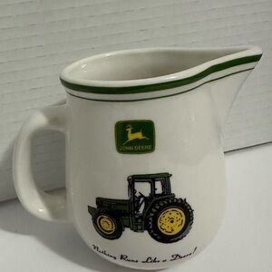 John Deere White and Green Tractor Pitcher